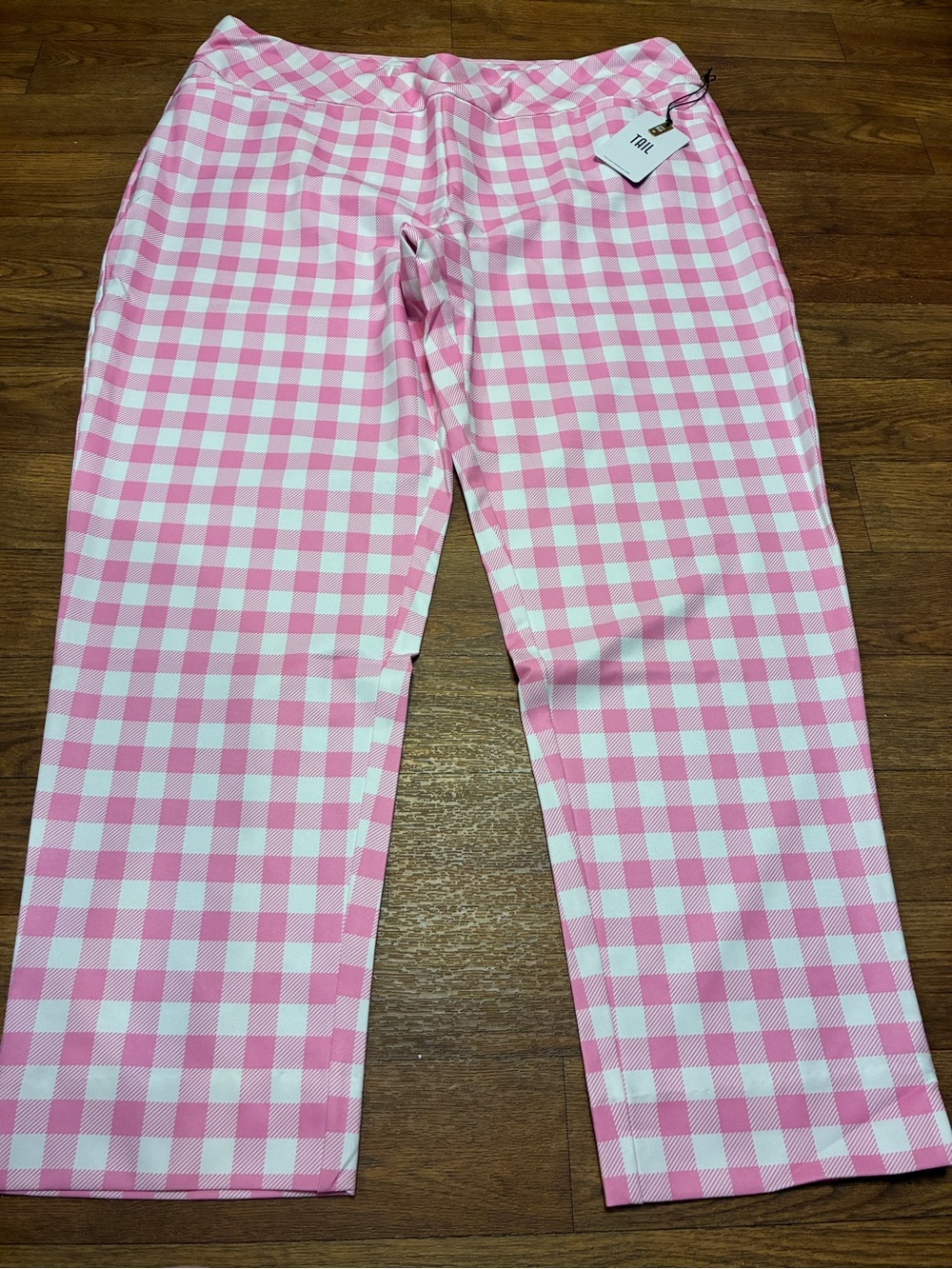 TAIL Women’s Pink and White Gingham Pants Size 18 NWT